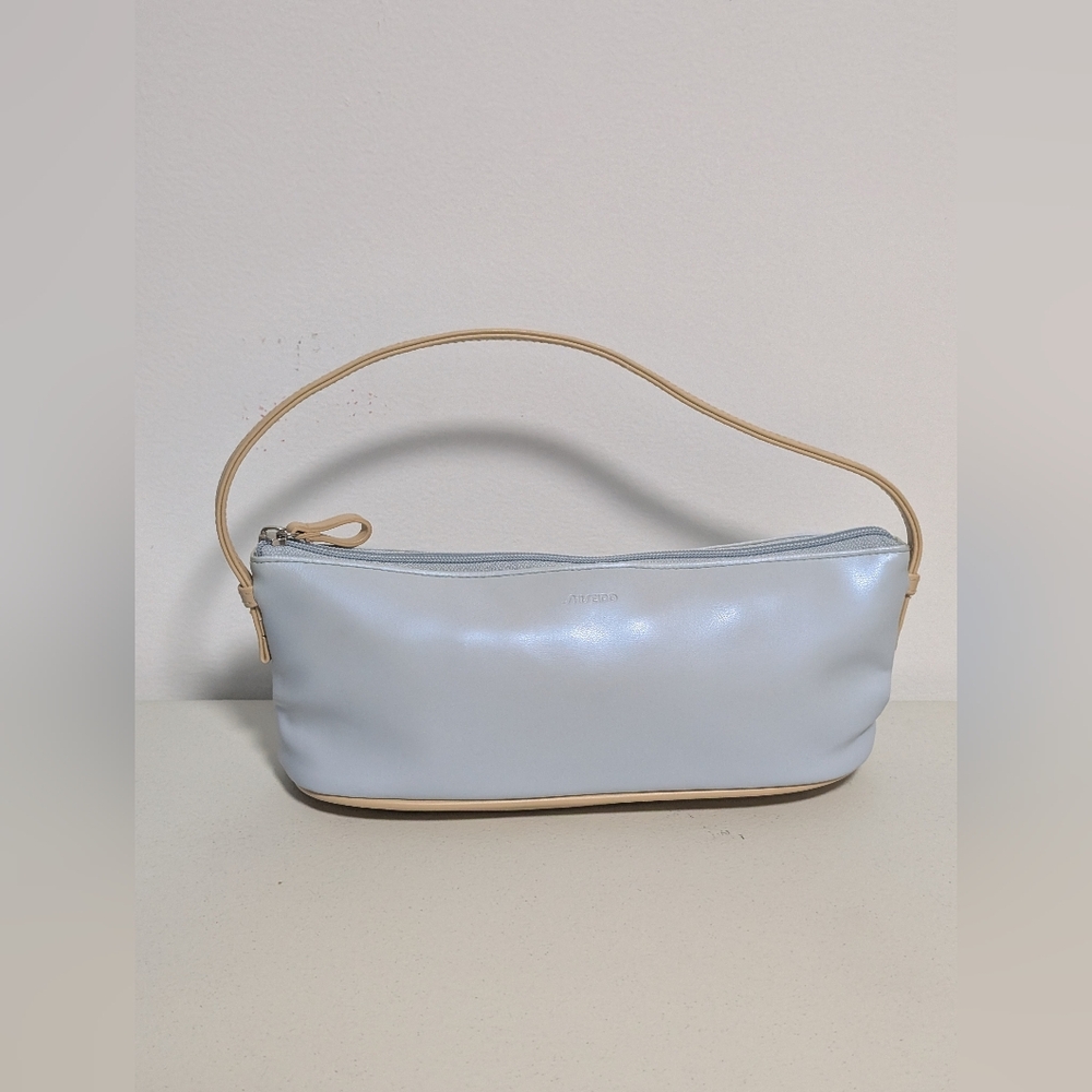 Vintage Shiseido Vegan Leather Baguette Purse in Blue